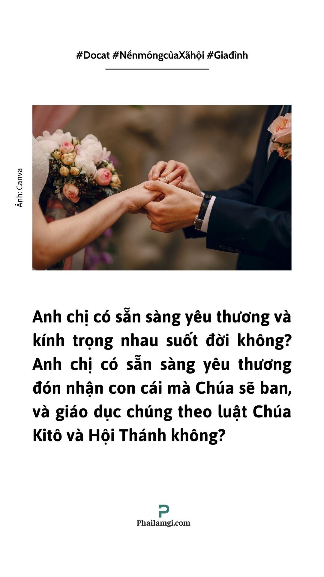 Câu hỏi của linh mục chủ lễ đặt ra cho cô dâu và chú rể