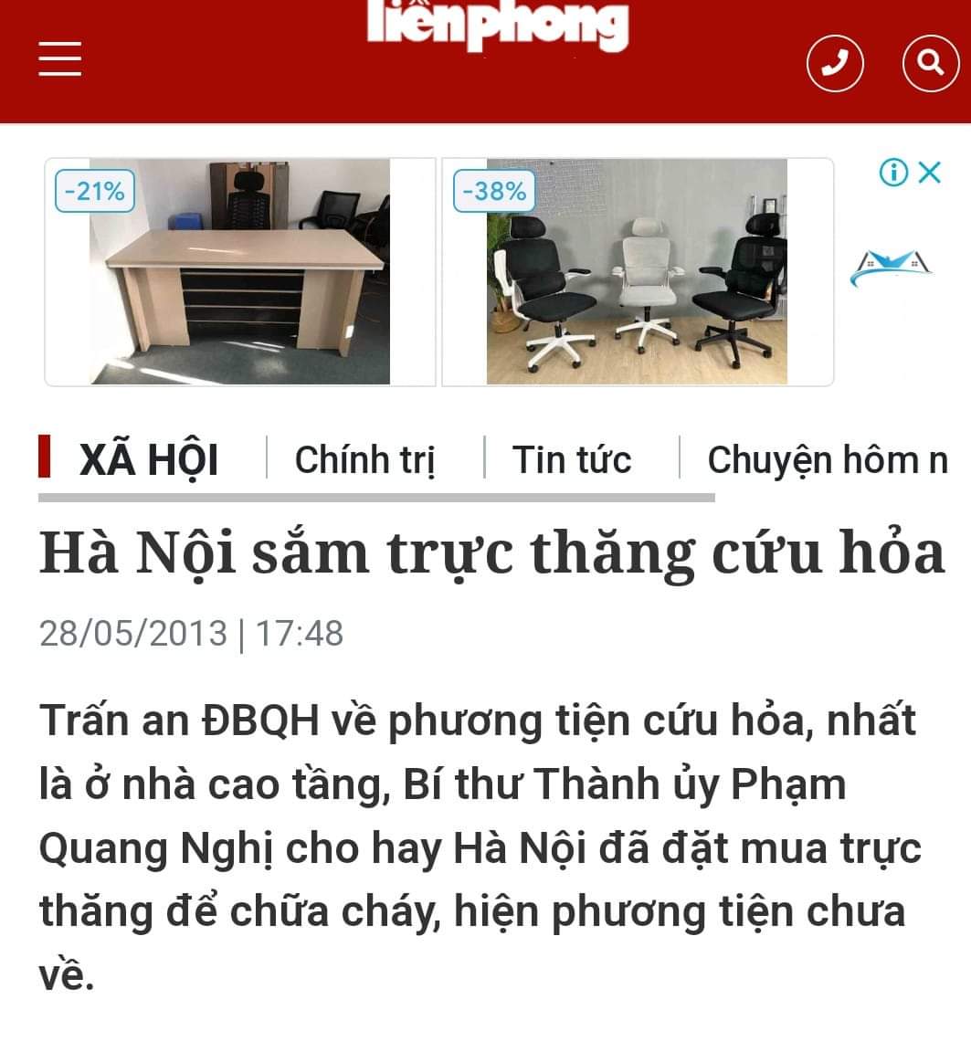 Năm 2013, Bí thư HN, ông Phạm Quang Nghị phát biểu tại Quốc hội : HN đã đặt mua trực