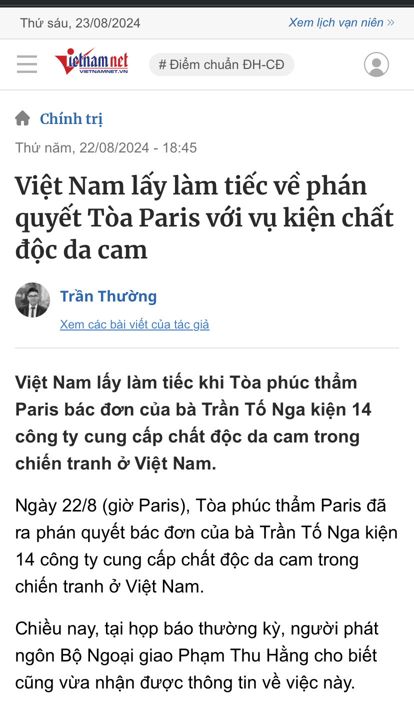 Vụ kiện chất độc màu da cam