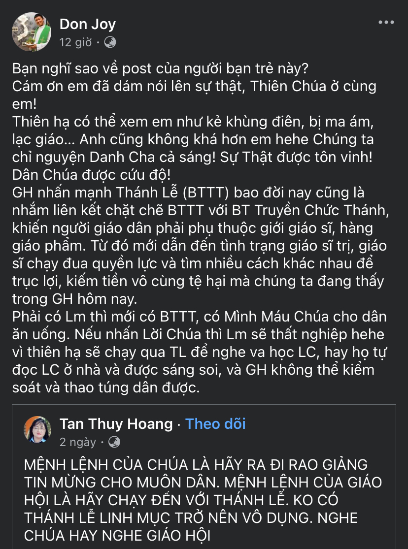 Vị này là linh mục sao đăng stt lạ vậy