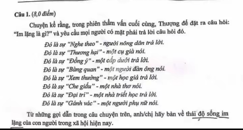 Im lặng là gì - Đề thi học sinh giỏi