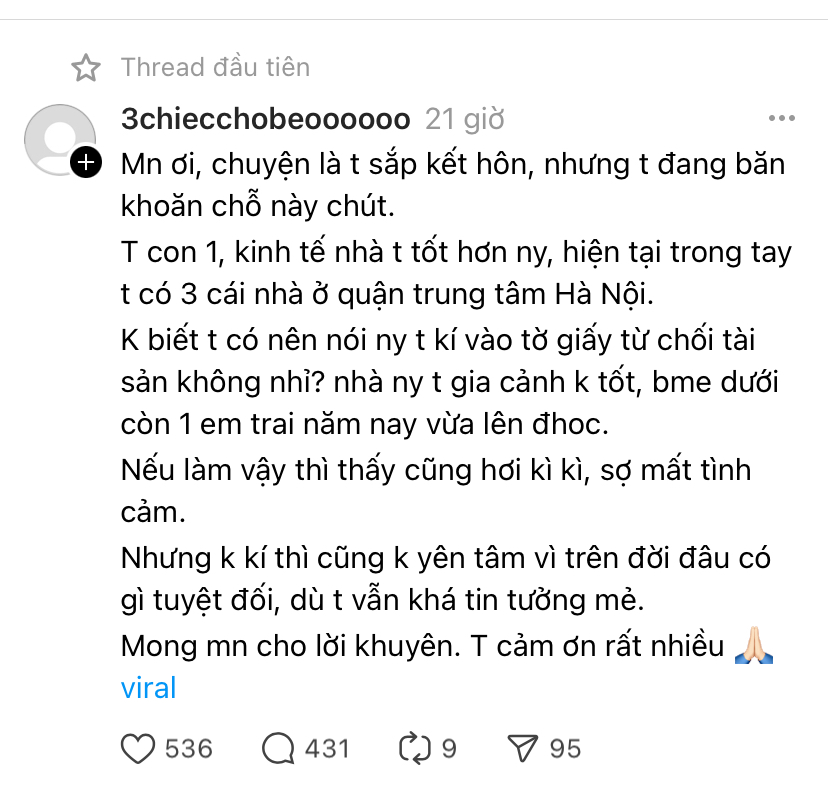 Có phải càng ngày người ta càng bớt tin nhau, ngay cả người mà mình sắp kết hôn