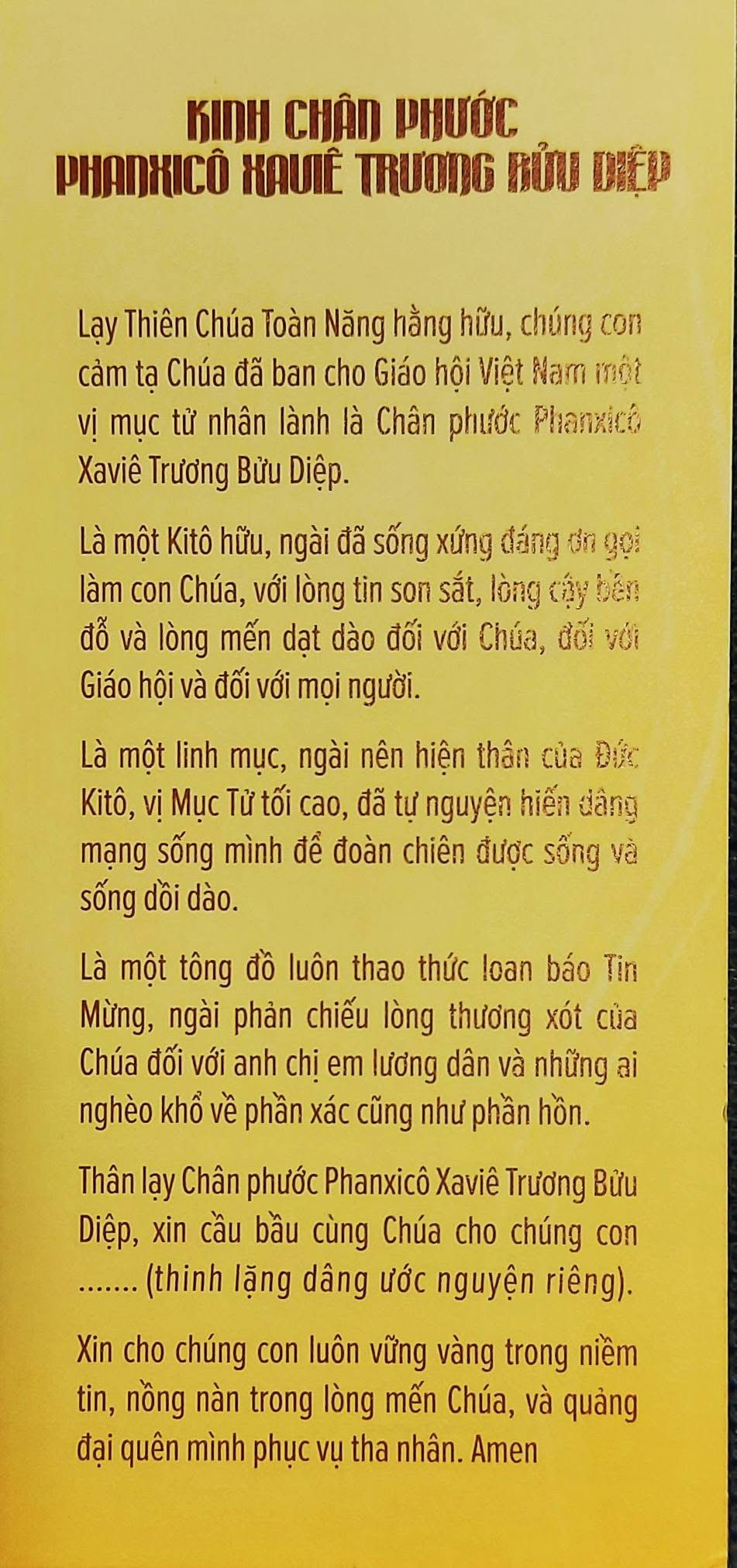 Kinh Cầu Nguyện Với Chân Phúc FX. Trương Bửu Diệp