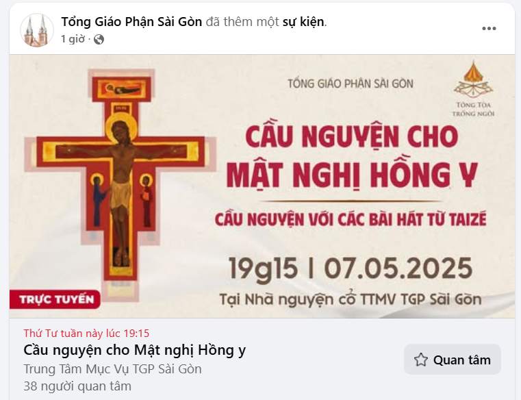 Có ai đi không? Chúng mình cùng nhau cầu nguyện cho mật nghị hông y