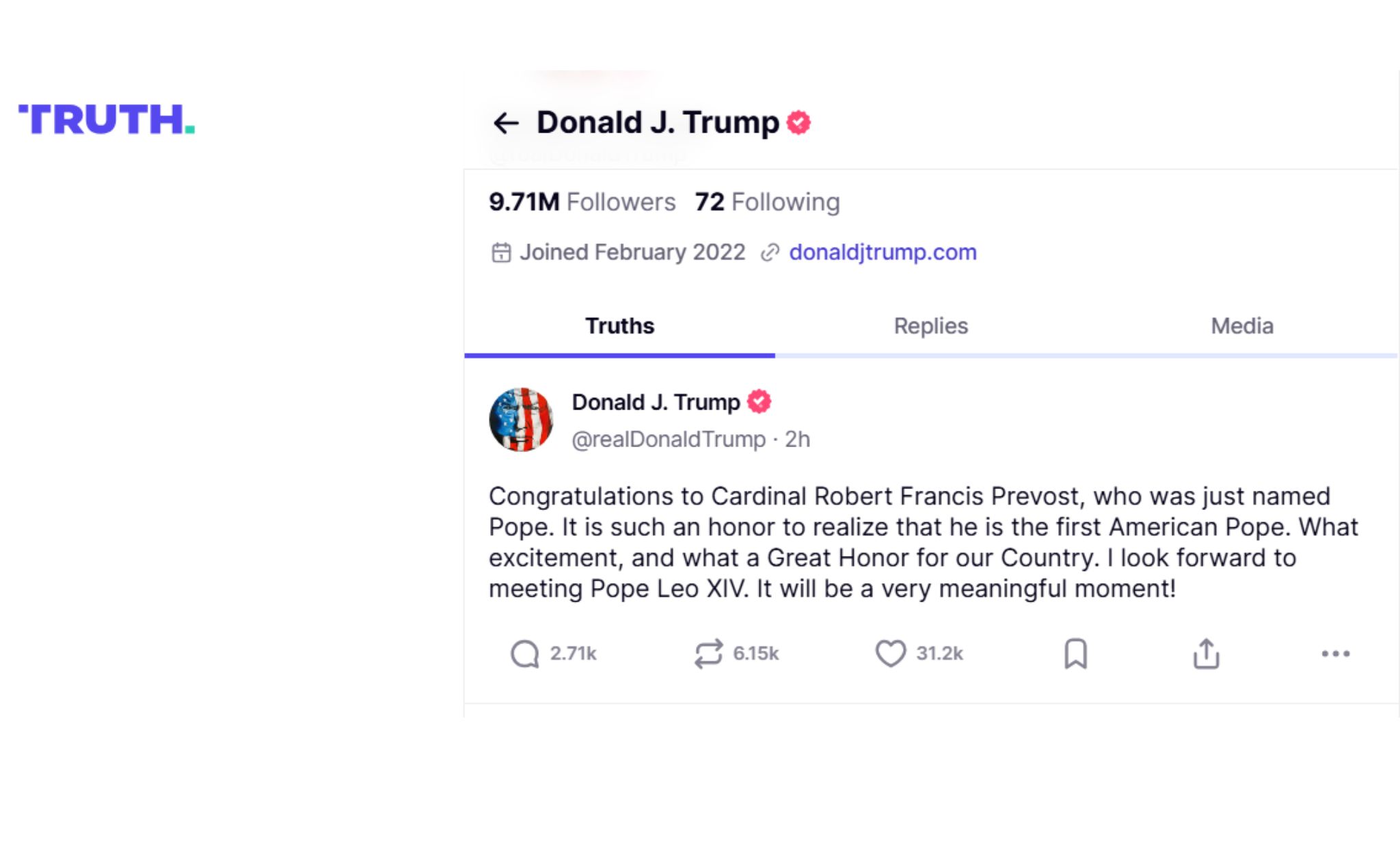 Phailamgi_Tổng thống Donald Trump chúc mừng Tân Giáo hoàng Lêô XIV 1.jpg
